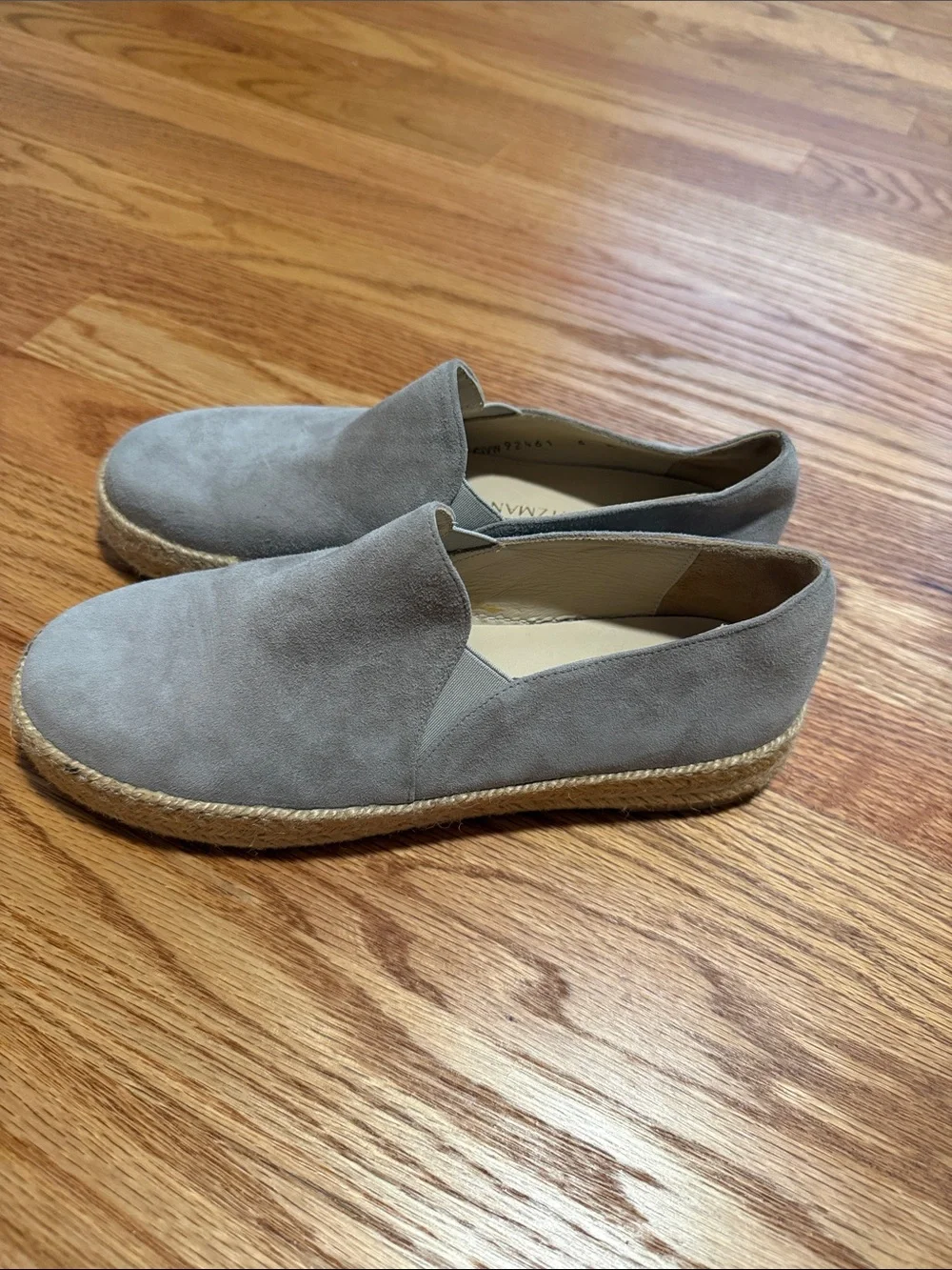 Stuart Weitzman Taupe Suede Espadrille Platform Slip-Ons